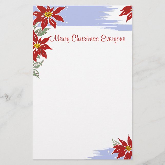 Papelería Navidades Poinsettias 2 Stationery (Anverso)