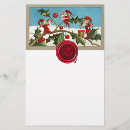 Papelería NAVIDADES ROJOS ELVES, HOLLYBERRIES Wax Seal Monog