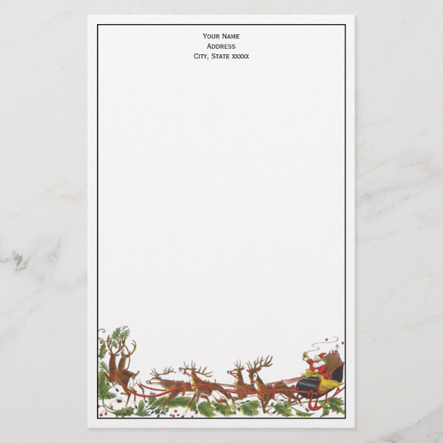 Papelería Navidades Xmas Santa Sleigh Reindeer Border (Anverso)