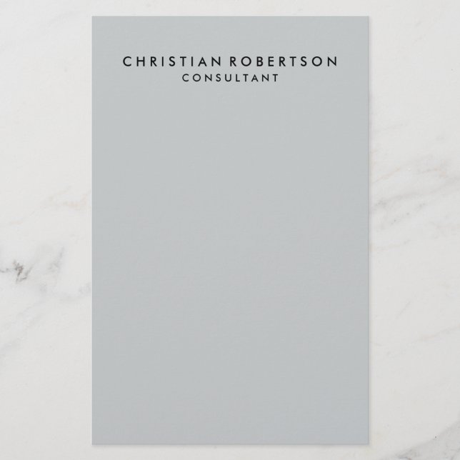 Papelería Negocio de Consultor Gris Simple y Moderno (Anverso)