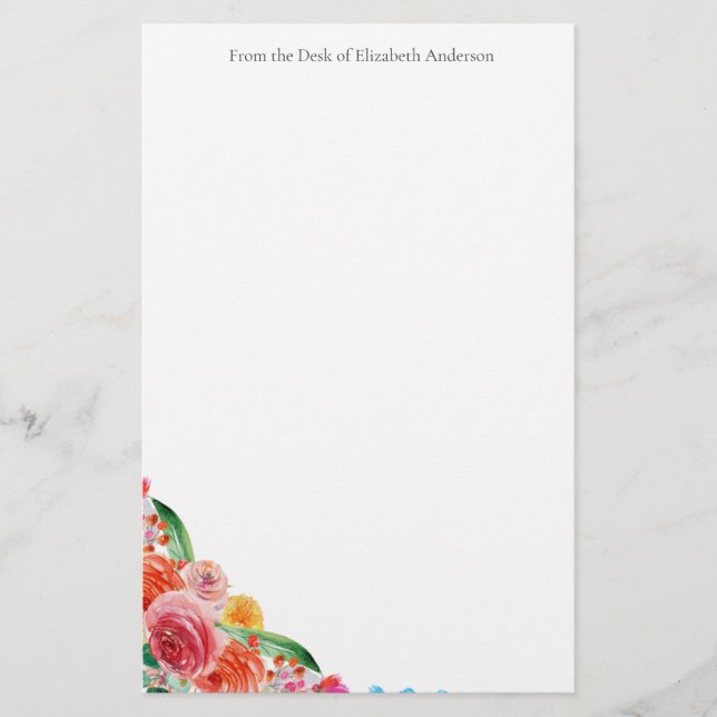 Papelería Negocio personal floral rosa Rojo Azul amarillo (Anverso)