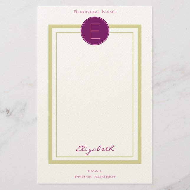 Papelería Negocios de monogramas personalizados (Anverso)