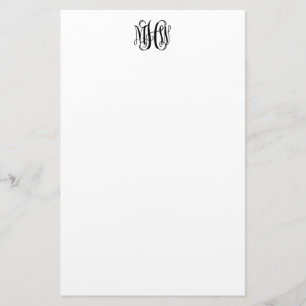 Papelería Negro 3 Inicial Viñedo Script Monograma DIY BG Sta