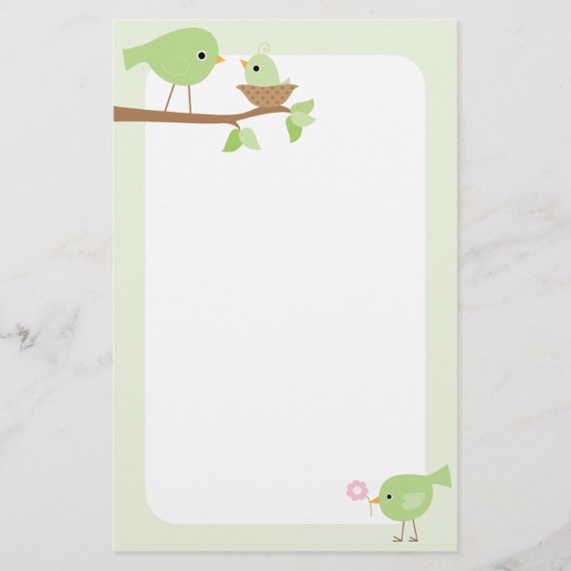 Papelería Nido de pájaro bebé (rosa) (Anverso)