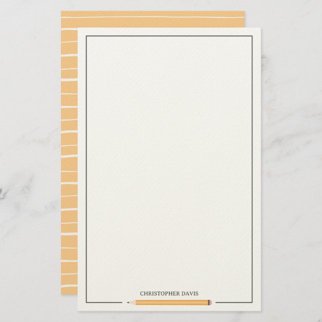 Papelería Niños con un lápiz clásico enmarcados de vuelta a  (Anverso / Reverso)