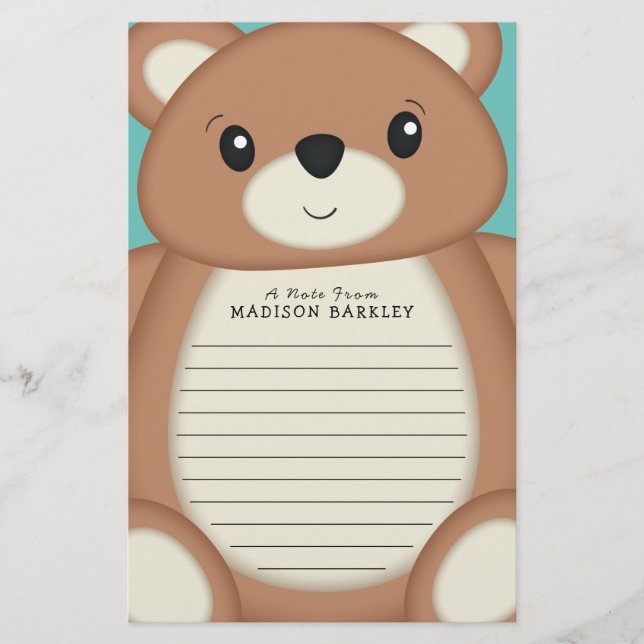 Papelería Niños Teddy Bear Cute Stationery (Anverso)