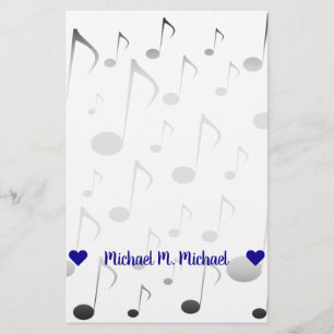 Papelería Nombre adaptable; Modelo de muchas notas musicales