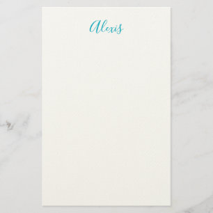 Papelería Nombre Caligrafía Script Sencillo Simple Blanco Az
