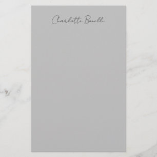 Papelería Nombre de secuencia manuscrita minimalista gris