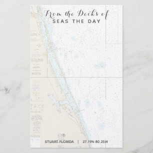 Papelería Nombre del barco desde las cubiertas de Stuart FL 