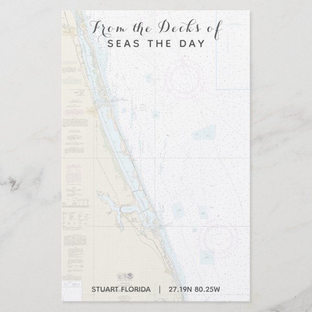 Papelería Nombre del barco desde las cubiertas de Stuart FL  (Anverso)