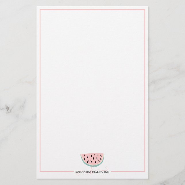 Papelería Nombre del monograma de la sandía pastel moderna e (Anverso)