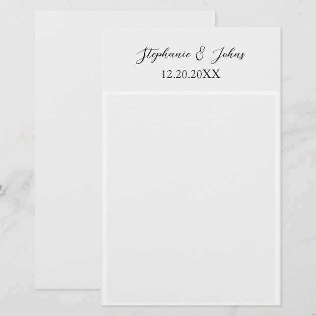 Papelería Nombre del Monograma Elegante Boda Mínimo Simple (Anverso / Reverso)