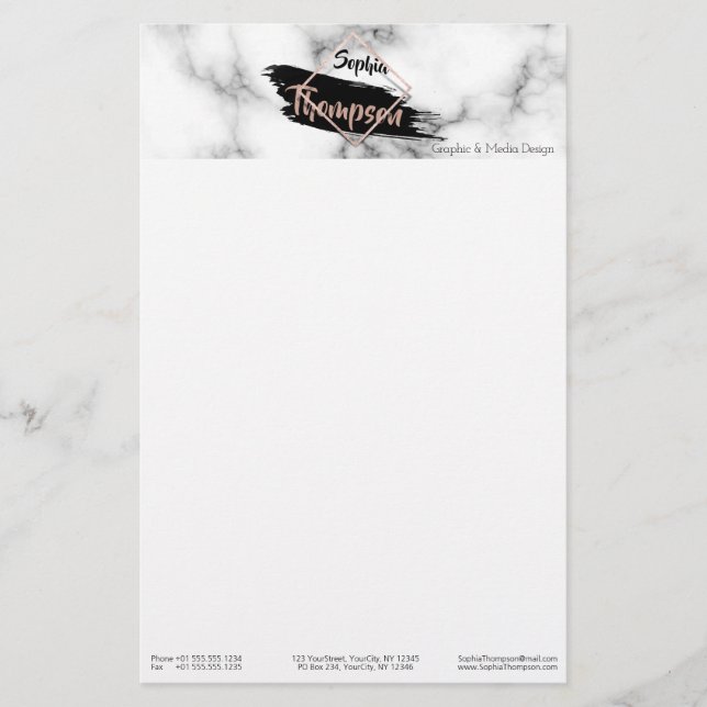 Papelería Nombre del Purpurina de punción de pinta de mármol (Anverso)