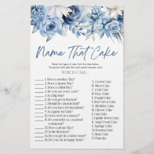 Papelería Nombre floral azul que rompe el juego de ducha de
