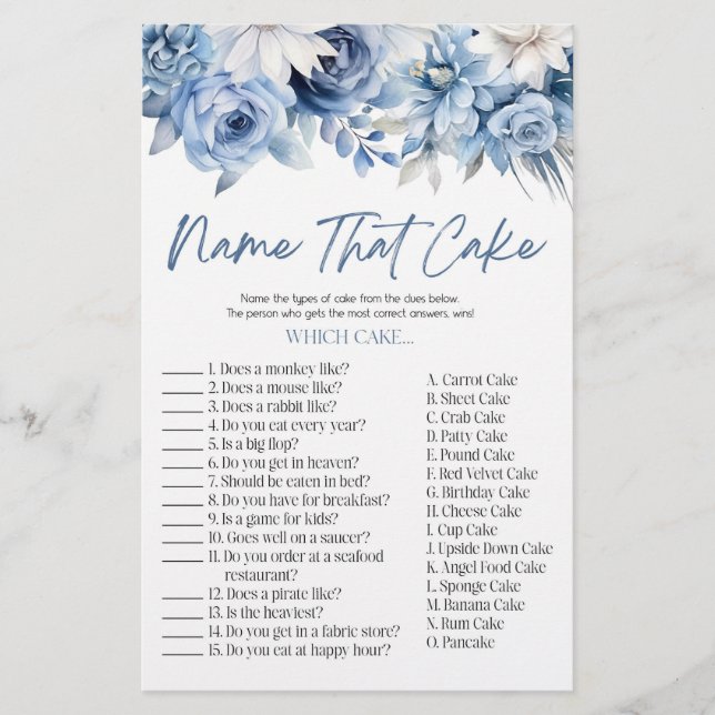 Papelería Nombre floral azul que rompe el juego de ducha de  (Anverso)