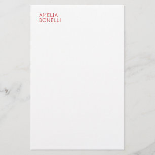 Papelería Nombre Minimalista Moderno Profesional Blanco Liso