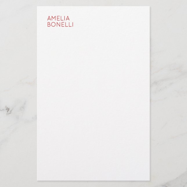Papelería Nombre Minimalista Moderno Profesional Blanco Liso (Anverso)