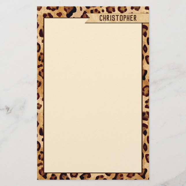 Papelería Nombre para añadir impresión de leopardo de la tex (Anverso)