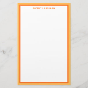 Papelería Nombre Personalizado Bordes Coloridos Naranja