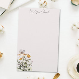 Papelería Nombre personalizado de la flor silvestre seca