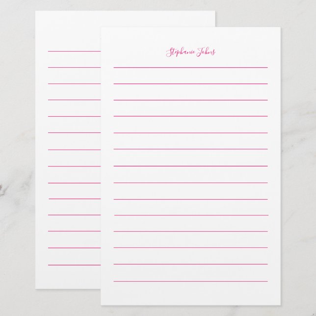 Papelería Nombre personalizado Monograma Rojo Rosa Girona Bl (Anverso / Reverso)