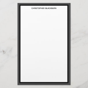 Papelería Nombre personalizado negro con borde gris