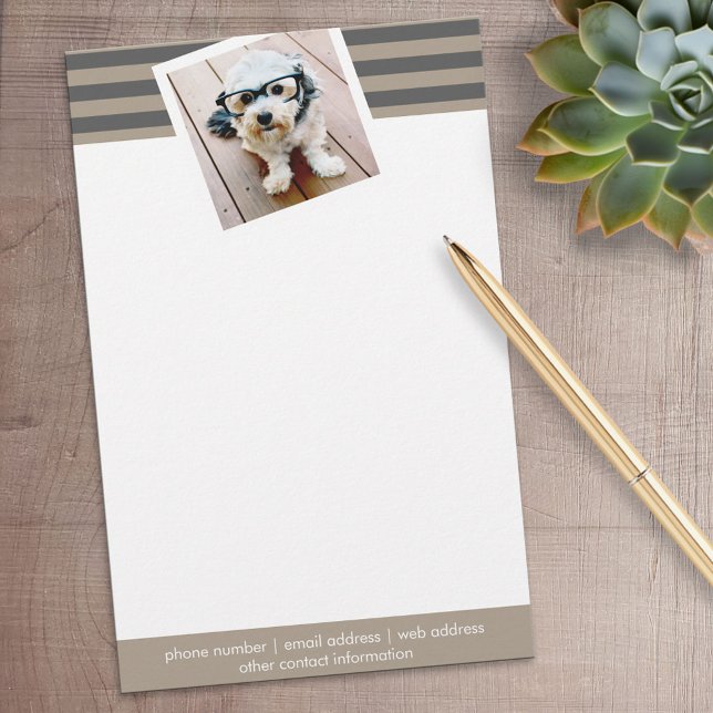 Papelería Nombre personalizado y foto del patrón de rayas gr (Personalized Stationery)