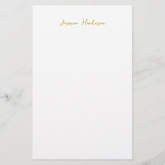 Papelería Nombre profesional de caligrafía de color dorado (Anverso)
