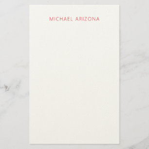 Papelería Nombre propio minimalista simple blanco rojo