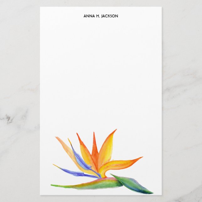 Papelería Nombre tropical amarillo del personalizado de la (Anverso)