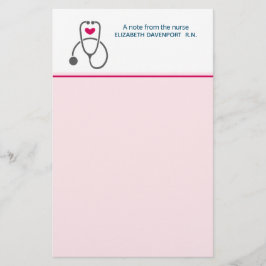 Papelería Nota de la enfermera Stethoscope y Heart
