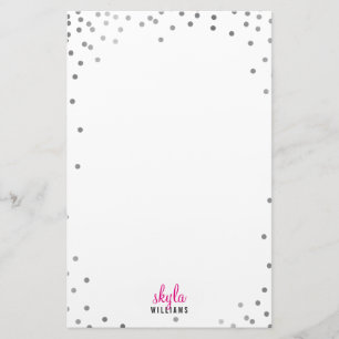 Papelería NOTA PERSONAL linda diversión polka dot silver con