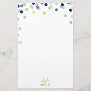 Papelería NOTA PERSONAL linda menta de cal azul confetti bri