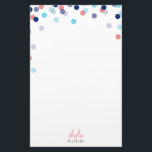 Papelería NOTA PERSONAL lindo confetti brillante azul marino<br><div class="desc">Revisita el arte de escribir cartas con este lindo punto polka, papel personalizado de impresión de confeti =) Configurar como plantilla es fácil de personalizar con tu propio texto - ¡hazlo tuyo! >>> TIPS - Simplemente pulse el botón "Personalizar" y agregue/cambie el texto, las fuentes, los colores o para mover...</div>