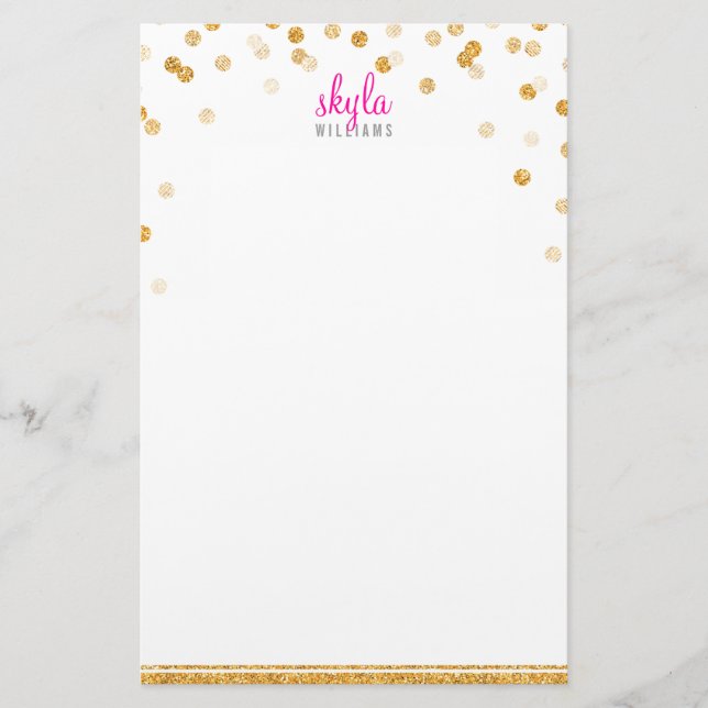 Papelería NOTA PERSONAL polka dot confetti bold gold purpuri (Anverso)
