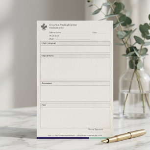 Papelería Notas Clínicas Minimalistas para Oficinas Médicas