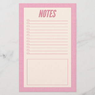 Papelería Notas de rejilla rosadas y blancas dibujadas a man