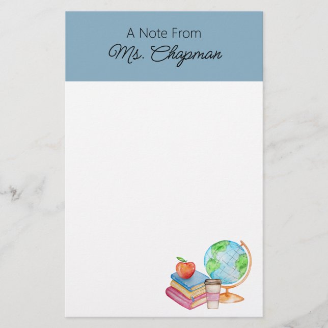 Papelería Notas del profesor de escuela (Anverso)