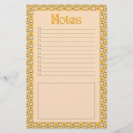 Papelería Notas florales a cuadros groovy dibujadas a mano d