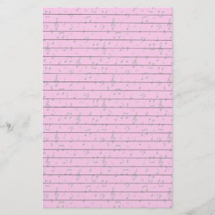 Papelería Notas musicales sobre rosa