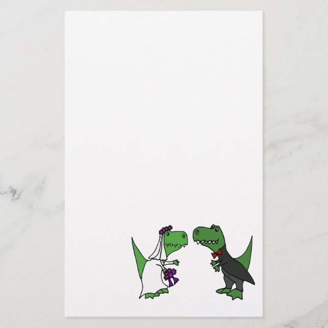Papelería Novia de dinosaurios T-rex divertida y arte Boda G (Anverso)