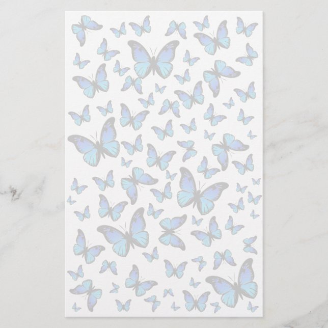Papelería nube de mariposas azules (Anverso)