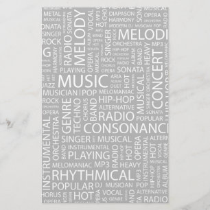Papelería Nube de palabras de patrón de MÚSICA