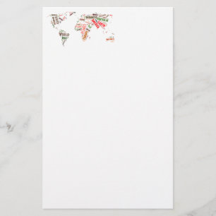 Papelería Nube de palabras del mapa mundial