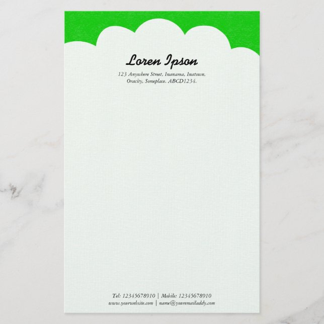 Papelería Nube superior - Verde (Anverso)
