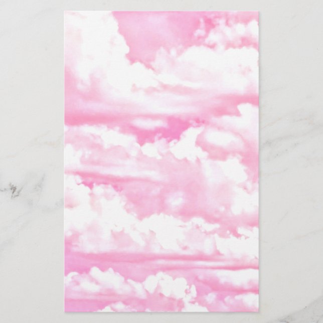 Papelería Nubes Felices de Rosa Pastel (Anverso)