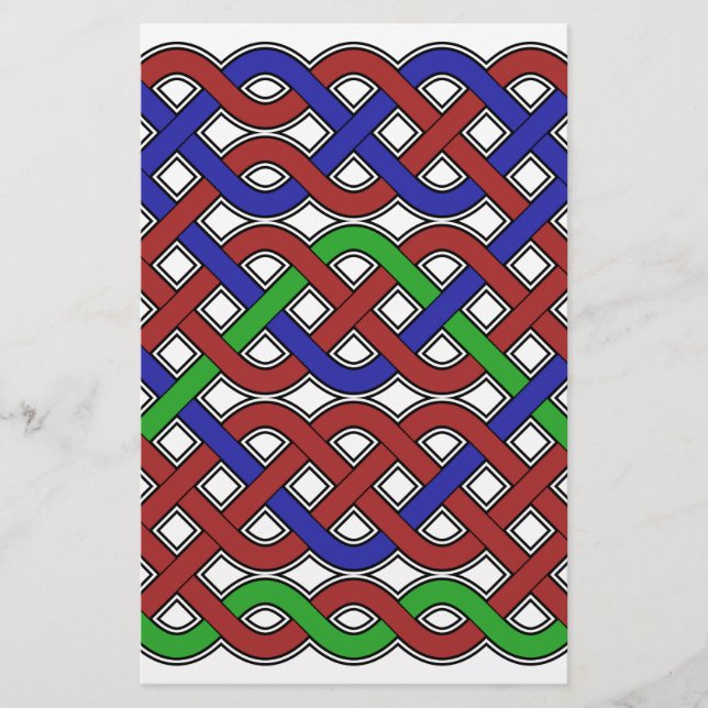 Papelería Nudos celtas azules, verdes y rojas (Anverso)