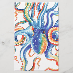 Papelería Octopus Tentacles Color de agua arte colorido