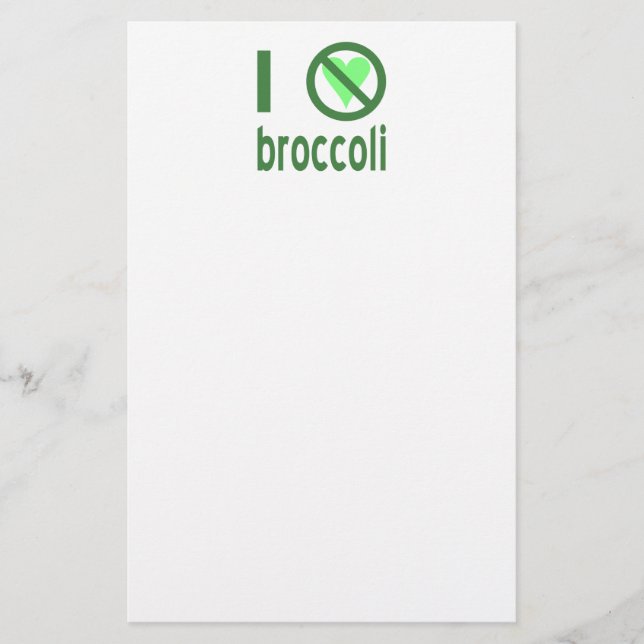 Papelería Odio el brócoli Texto Verde (Anverso)